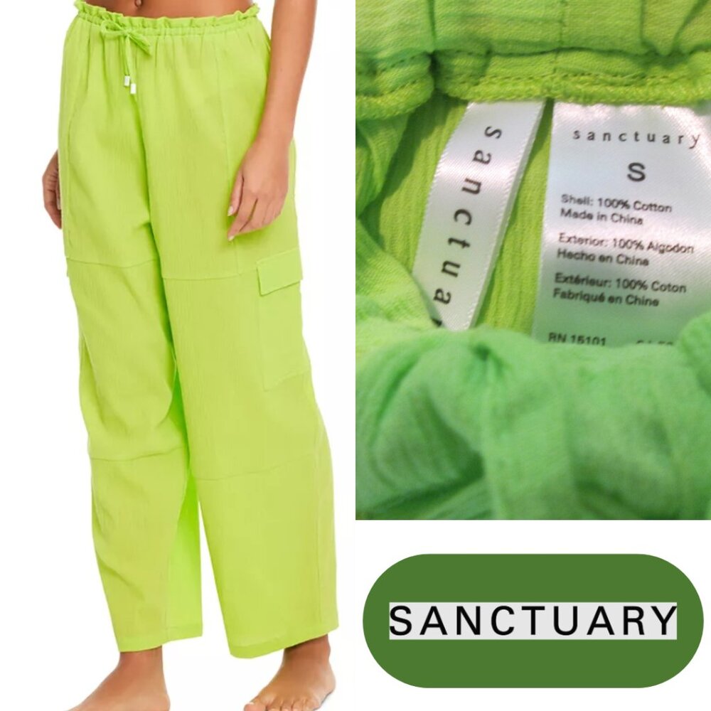Sanctuary Women's Barrel-Leg Cover-Up Cargo Pants NWT Sz S